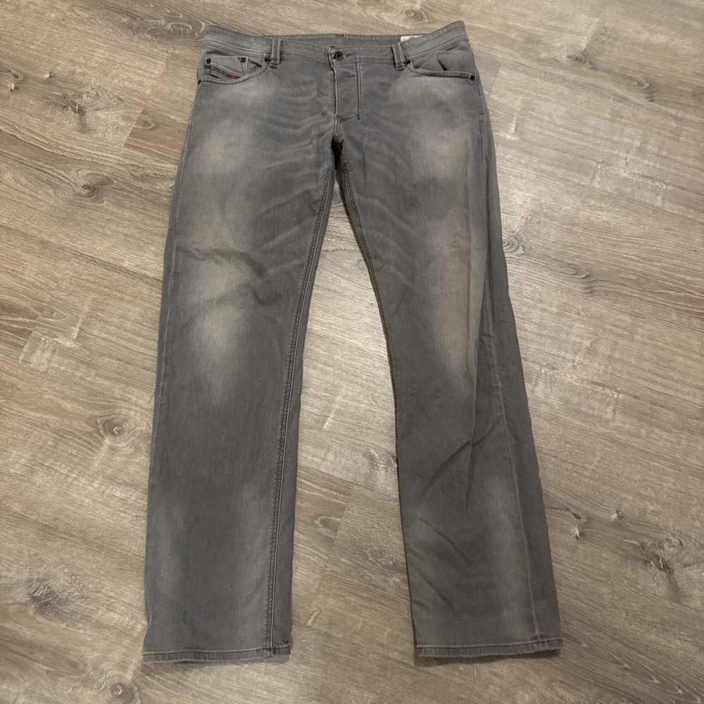 Diesel Larkee Jeans Mens 40 X 34‎  Gray Regular Straight Distressed Stretch Grey